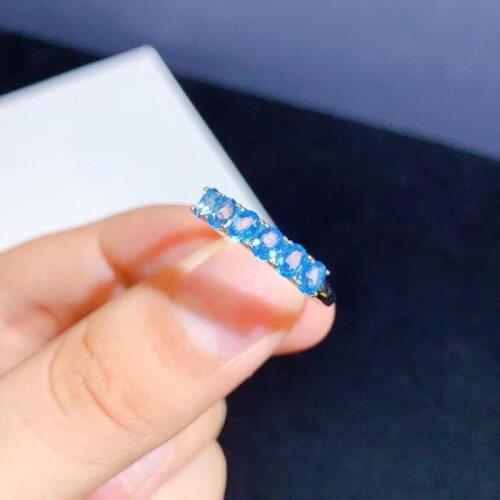 Natural Blue Topaz Gem Ring S925 Silver Natural Gemstone Ring Beautiful Lovely Wing Angel Woman Gift Party Fine Jewelry