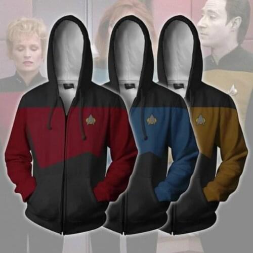 Star Costume Trek TNG The Next Generation Hoodies Red Yellow Blue Jacket Coat Man Women Top ST Uniform Accessories Prop
