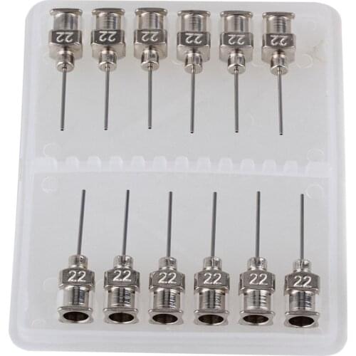 1/2 Inch Silver Stainless Steel 22Ga Connector Adhesive Glue Tip Dispensing Needles Pack of 12