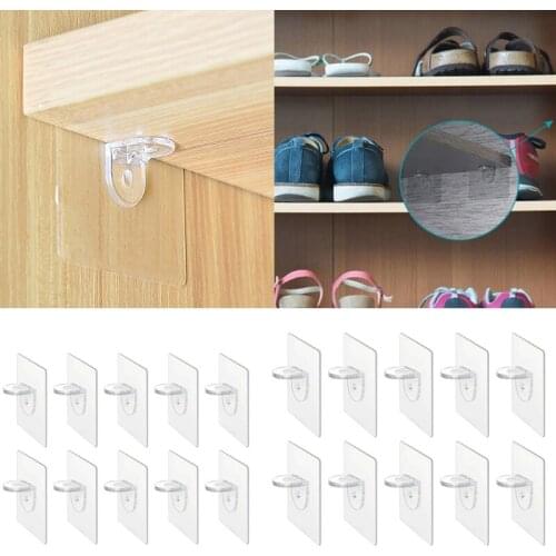 10Pcs Plastic Closet Cabinet Shelf Support Clips Shelf Support Adhesive Pegs Wall Hanger For Kitchen Bathroom Organizer