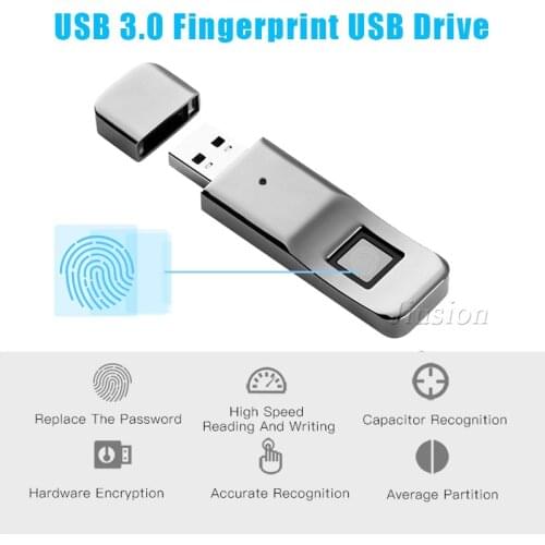32GB Fingerprint U Disk Smart USB3.0 Flash Drive Memory Biometric Intelligent Encryption Security MP3 MP4 Player for Computer PC