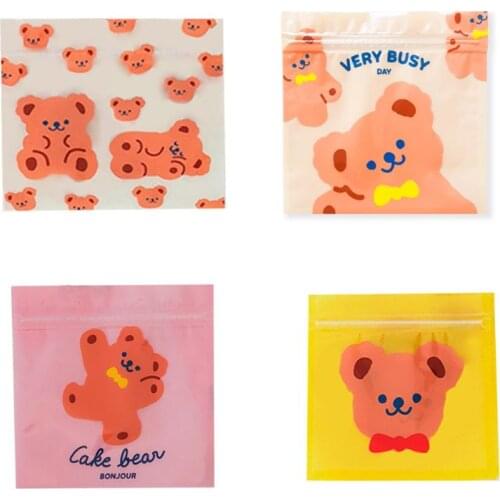 100pcs Cartoon Print Ziplock Bag Packaging Storage Bag Plastic Organizer