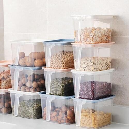 5/1PCS Kitchen Transparent Storage Box Sealed Jar Grains Beans Storage Organizer Food Containers Refrigerator Storage Boxes