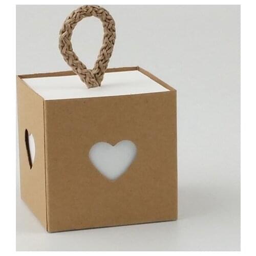 5pcs Heart Kraft Dragee Candy Gift Box Packaging Wedding Box Cookie Bags Chocolate Wrapping Paper with Handles Bonbonniere Bags