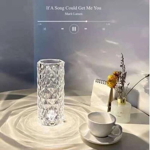 Diamond Table Night Lamp LED USB Crystal Glass Desk Light Touch Switch For Bedroom Birthday Party Decoration Christmas Gift