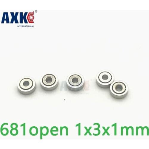 Axk 10pcs 681 681 Open Deep Groove Ball Bearing 1x3x1mm Miniature Bearing 1*3*1mm Full Complement