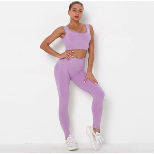 Seamless Yoga Set Women Workout Sportswear Gym Clothing Fitness Underwear Crop Top High Waist Leggings Sport Bra Sports Suits