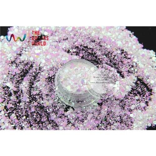 TCI03-H1 Pearlescent Indescent White Pink Light Colors Hexagon shapes Glitter for nail art makeup DIY and Holidays decoration