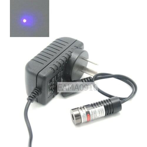 Dot 50mW 405nm Violet/Blue Focusable Laser Diode Module 14.5x45mm w/5V Adapter