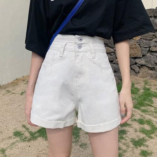 Girls Denim Shorts Womens Short Jeans Wide Leg Vintage Fashion Double Button High Waist Shorts Women Summer Jeans for Girls