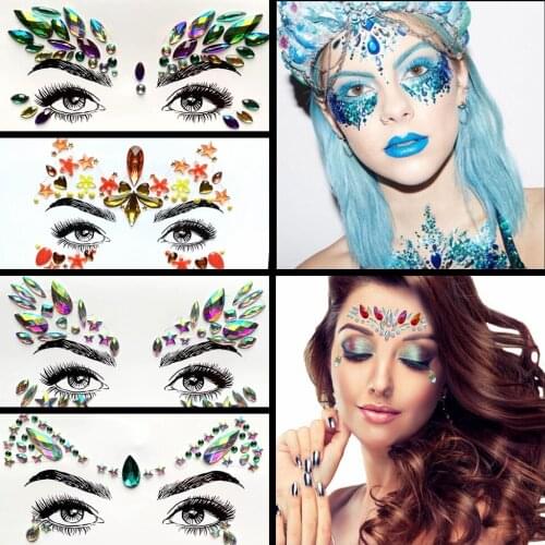 Tribal Style Flash Face Jewelry Decoration Glitter Eye Tattoo Sticker Gems Beautiful Bohemia Womens Fashion For Party Body Art