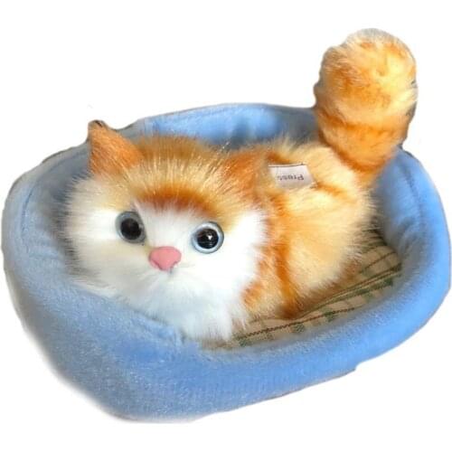 Simulation Stuffed Cats Home Decorations Toys Lovely Animal Doll Plush Lazy Sleeping Gifts Plush Toy With Mew Sound Crafts