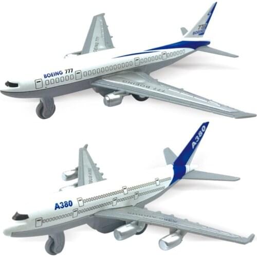 2Pcs Mini Simulation 777 A380 Pull Back Aircraft Airplane Model Collectible Toy