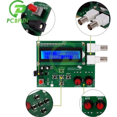 DDS Function Signal Generator Module Sine Square Sawtooth Triangle Wave 7V-9V 1HZ-65534Hz 1602 LCD Display DDS Signal Generator