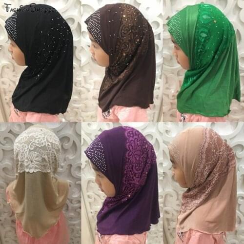 Muslim Women Girl Amira Lace Scarf Hijab Wrap Head Cover Full Cap Shawl Islamic Arab Neck Cover Prayer Hat Turban Headscarf
