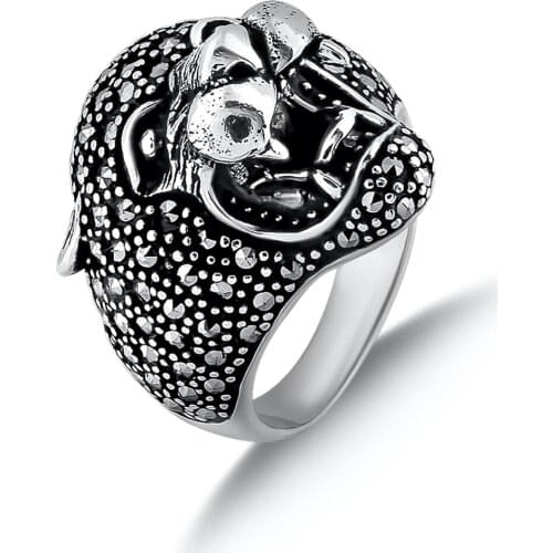 Handmade Solid 925 Sterling Silver Ring with Lion Motif For Men Animal Men Jewelry Gift For Men