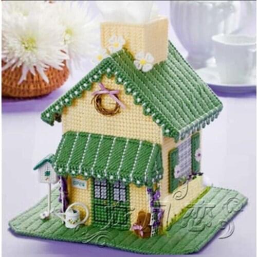 21x21x20cm Living room country house storage tissue box embroidery kit DIY handmade craft set Crocheting knitting needlework sup