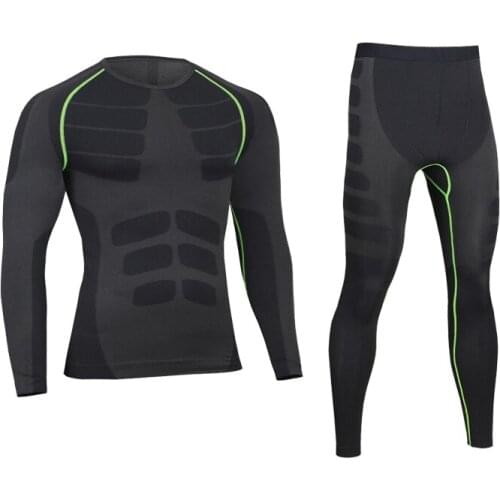 New Dry Fit Compression Tracksuit Fitness Tight Running Set shirt Legging Mens Sportswear Demix Black Gym Sport Suit