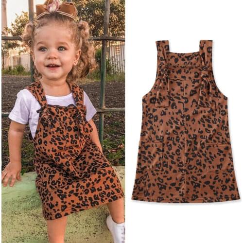 Toddler Kid Baby Girls Clothes Leopard Dress Outfit Sleeveless Summer Child Girl Clothes Dress