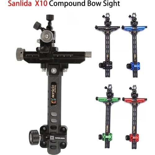 Hunting Archery Sanlida X10 Compound Bow Sight 9" Carbon bar CNC 6061 Aluminum Target Archery