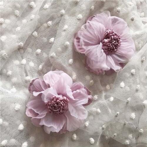 Flower Appliques 10pcs Purple Peony Embroidery Floral Patches for Dress Sweater Clothes Mending Holes 8cm 3.1" Wide L14F21