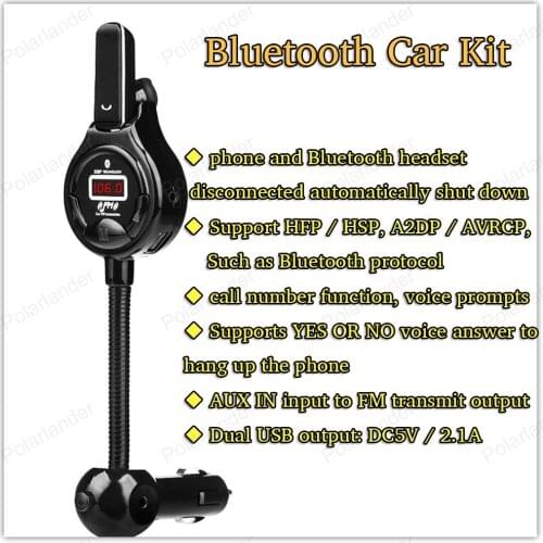 Support HFP / HSP, A2DP / AVRCP Dual USB output AUX IN input FM output Bluetooth Car Kit Wireless Hands-free Bluetooth kit