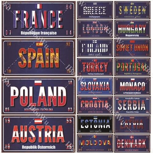 Retro Rust Wall Country Metal Tin Sign Licenses Plate Decor Plaque Vintage Poster Bar Pub Club Decoration