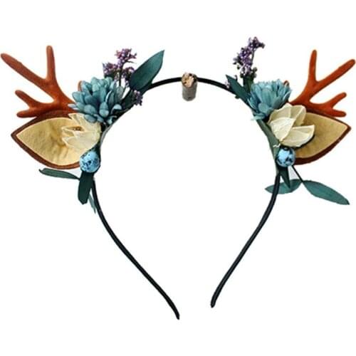 Christmas Deer Antlers Horn Headband Women Girls Cat Ear Hair Hoop Headdress