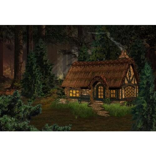 Fairy-tale forest cabin background backdrops polyester baby photography backdrop for photographer studio accessories lv-2330