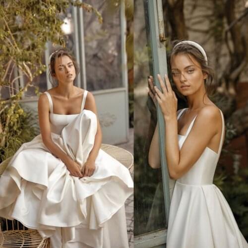 2020 Boho Wedding Dresses A Line Bridal Gowns Spaghetti Neck Sexy Backless Wedding Dress For Garden Beach Robes De Mariée