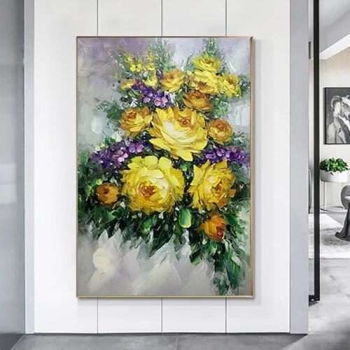 Hand Painted Texture Thick Flower Oil Painting Modern Canvas Oil Painting Handmade Large Wall Art Living Room Salon Decoration