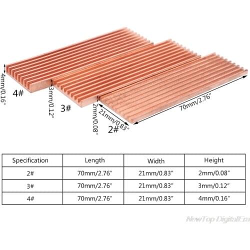Pure Copper Heatsink Cooler Heat Sink Thermal Conductive Adhesive for M.2 2280 PCI-E NVME SSD D24 20 Dropshipping