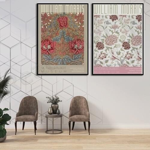 William Morris Flower Exhibition Printable Poster, Morris Museum Poster | Flower Vintage Art Wall Decoration