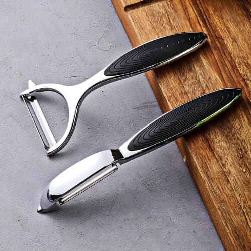 High quality Zinc alloy peeler Scraper melon planing kitchen 2-in-1 fruit peeler tool silicone handle peeler