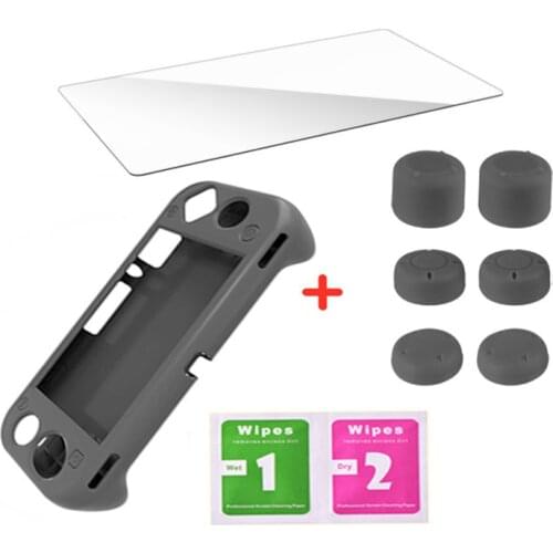 Protective Soft Silicone Rubber Case Cover + Tempered Screen Protector + Cleaning Bags + Caps for Nintend Switch NS Lite Console