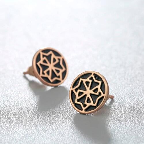 Kinitial Boho Lada-Virgin Stud Earrings for Women Baroque Alatyr Round Cross Paw Cat Wolf Geometric Earrings Jewelry Brincos