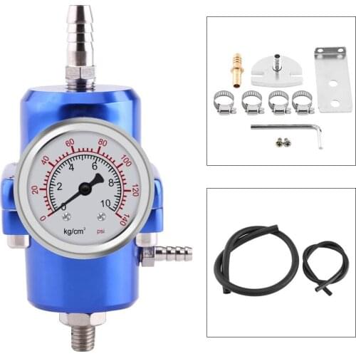 0-140PSI Universal Car Fuel Pressure Regulator FPR Kit With Gauge Adjustable Aluminum Oil Booster Supercharger Auto Accessories