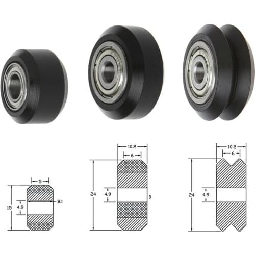 10pcs CNC Openbuilds Wheels Plastic POM Small&Big Passive Round wheel perlin wheel & V-type for V-Slot C-Beam 3d printer parts
