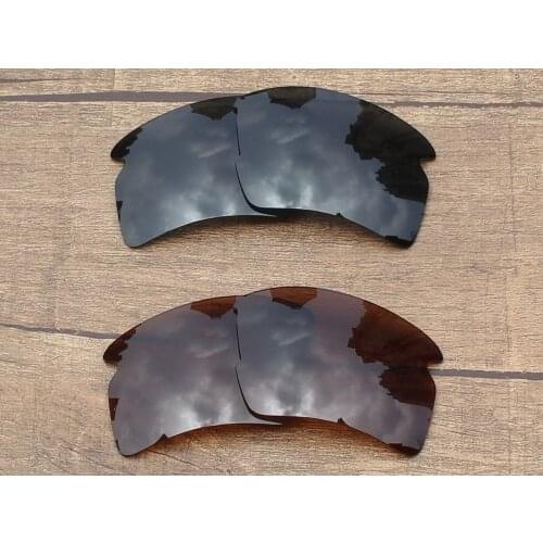 Vonxyz 2 Pairs Stealth Black & Bronze Brown Polycarbonate Replacement Lenses for-Oakley Flak 2.0 XL Frame