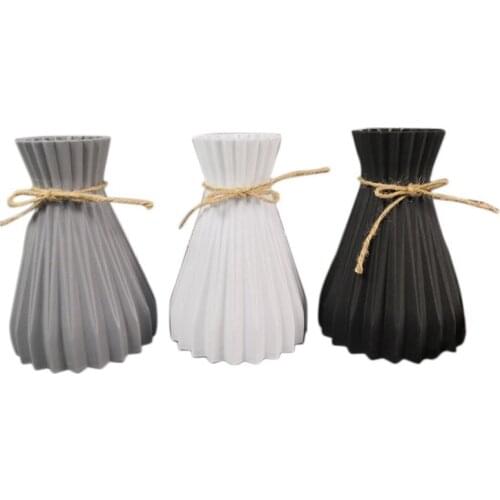 3PCS Imitation Ceramic Flower Vase Plastic Vases Home Decor Green Plant Container