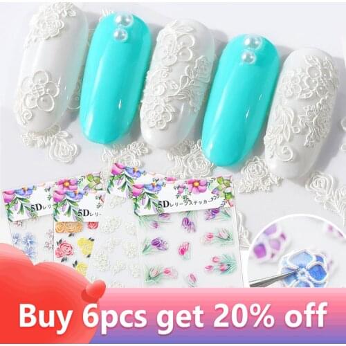 3D Embossed Nails Decals Nail Art Stickers Butterfly Flower Leaves Nail Decorations Designs Water Decals Nail Tattoo Accessories