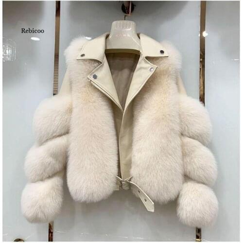 4Xl Women Coat Imitation Leather Fox Fur Coat Plus Size Female Locomotive Short Section Was Thin Fur Coat New Women Jacket