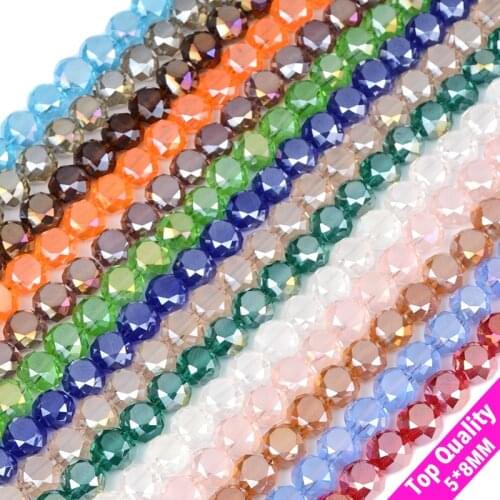High quality 5*8mm Bread shape Austrian crystal beads 100pcs Matte glass Flat Round Loose beads for jewelry making bracelet