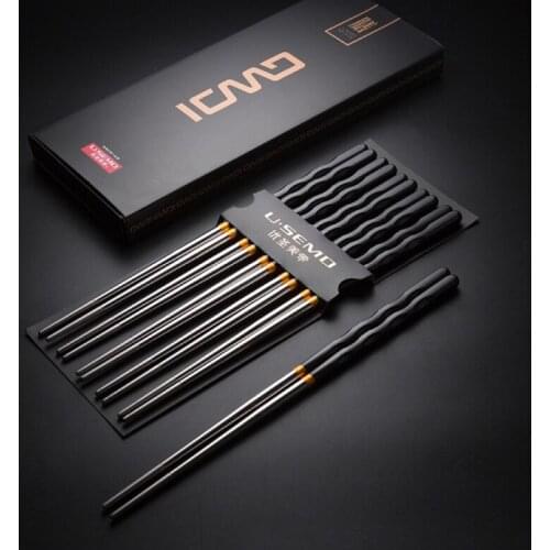 Household 304 Stainless Steel Alloy Chopsticks Metal Anti-Skid Silver Chopsticks