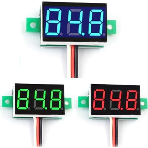 Digital Voltmeter DC 0V-100V Voltmeter Voltage Tester Panel Meter Gauge Red Blue Green Mini Display Voltmeter for Motorcycle Car
