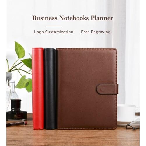 Business Brown Black Red Leather Agendas,Magnetic Snap Ring Binder Planner Organizer Notebooks A6 A5 B5