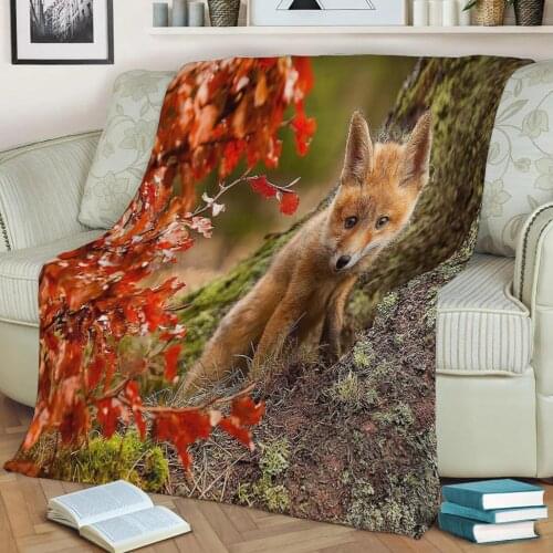 Animal Fox Flannel Throw Blanket 3D Printed Keep Warm Sofa Child Blanket Home Decor Textiles Dream Family Gift