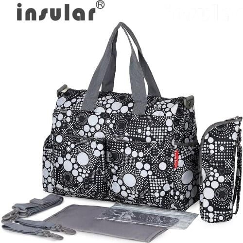 Insular 5pcs/set Baby Diaper Bag Backpack Mother Shoulder Bag Nappy Maternity Mummy Handbag Waterproof Baby Stroller Bag tote