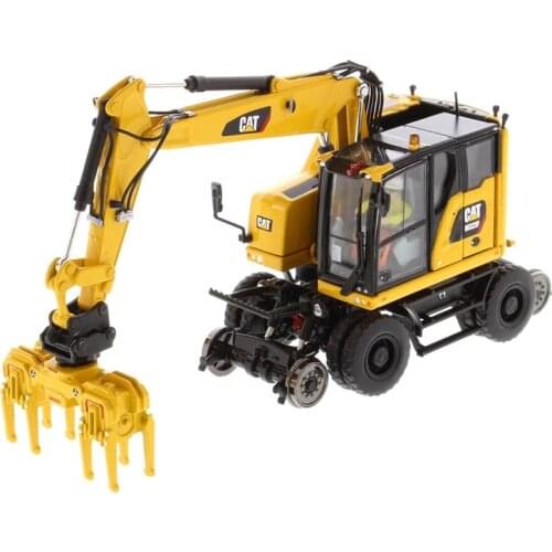 DM85661 1:50 CAT M323F Railroad Wheeled Excavator Includes 3 accessories: Ballast Tamper, Rail Clamshell, and Bucket! toy