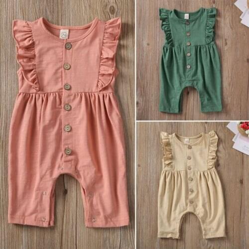 Newborn Infant Baby Girl Clothes Ruffle Romper Jumpsuit Sleeve Solid Outfit Clothing Children Kids New Fashion Clothes